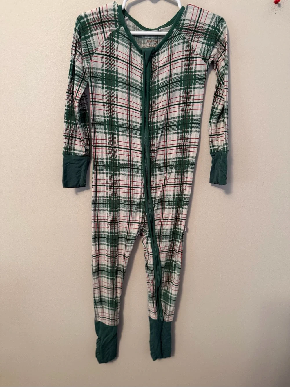 Little Sleepies Green Plaid Zip Footie